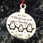 Personalised Our First Christmas As A Family Engraved Bauble New