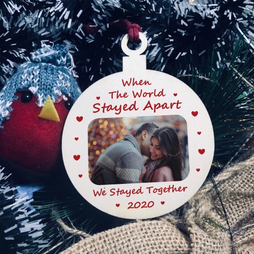 Personalised Photo Christmas Tree Decoration Wood Bauble Gift