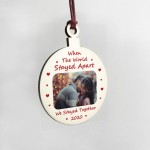 Personalised Photo Christmas Tree Decoration Wood Bauble Gift