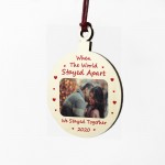 Personalised Photo Christmas Tree Decoration Wood Bauble Gift