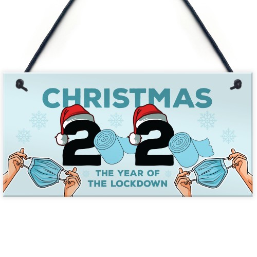 Lockdown Christmas Gift Hanging Plaque Funny Christmas Decor