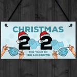 Lockdown Christmas Gift Hanging Plaque Funny Christmas Decor