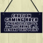 Funny Gaming Sign CAUTION GAMING AREA Plaque Son Christmas