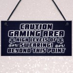 Funny Gaming Sign CAUTION GAMING AREA Plaque Son Christmas