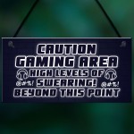 Funny Gaming Sign CAUTION GAMING AREA Plaque Son Christmas