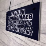 Funny Gaming Sign CAUTION GAMING AREA Plaque Son Christmas