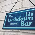 Lockdown Bar Blue Neon Effect Theme Home Bar Sign Quarantine