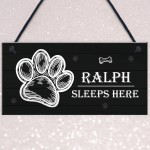 Personalised Dog Sign SLEEPS HERE Plaque Pet Gift Home Decor