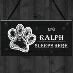 Personalised Dog Sign SLEEPS HERE Plaque Pet Gift Home Decor