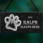 Personalised Dog Sign SLEEPS HERE Plaque Pet Gift Home Decor