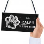 Personalised Dog Sign SLEEPS HERE Plaque Pet Gift Home Decor