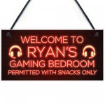 Personalised Boys Bedroom Sign Gaming Gamer Gift For Him