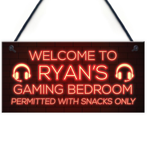 Personalised Boys Bedroom Sign Gaming Gamer Gift For Him