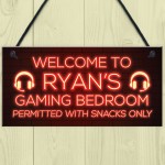 Personalised Boys Bedroom Sign Gaming Gamer Gift For Him