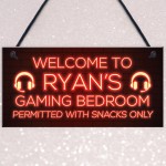 Personalised Boys Bedroom Sign Gaming Gamer Gift For Him