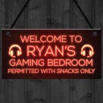 Personalised Boys Bedroom Sign Gaming Gamer Gift For Him