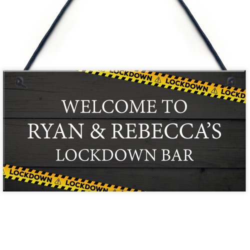 Funny LOCKDOWN BAR Sign Warning Sign Home Bar Pub Man Cave