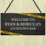 Funny LOCKDOWN BAR Sign Warning Sign Home Bar Pub Man Cave