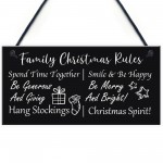 Funny Family Christmas Rules Sign Christmas Decoration Gift