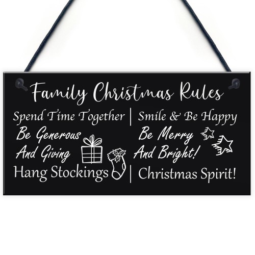 Funny Family Christmas Rules Sign Christmas Decoration Gift