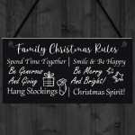 Funny Family Christmas Rules Sign Christmas Decoration Gift