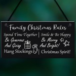 Funny Family Christmas Rules Sign Christmas Decoration Gift