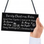 Funny Family Christmas Rules Sign Christmas Decoration Gift