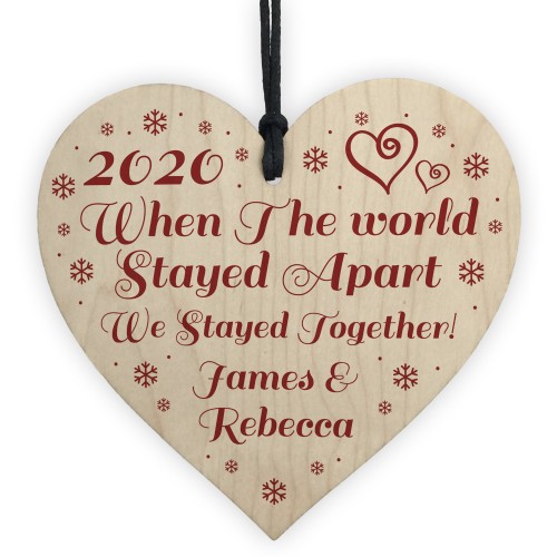 Personalised Lockdown Gift Wood Heart Couple Gift Christmas Tree