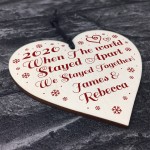 Personalised Lockdown Gift Wood Heart Couple Gift Christmas Tree