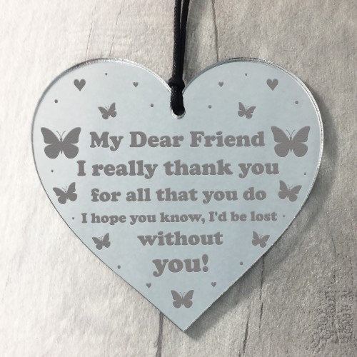 Thank You Gift For Friend Engraved Heart Birthday Christmas Gift