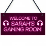 Pink Gaming Room Sign Funny Gift For Daughter Girlfriend