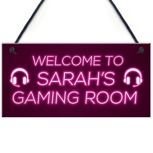 Pink Gaming Room Sign Funny Gift For Daughter Girlfriend