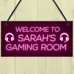 Pink Gaming Room Sign Funny Gift For Daughter Girlfriend