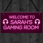 Pink Gaming Room Sign Funny Gift For Daughter Girlfriend