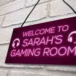 Pink Gaming Room Sign Funny Gift For Daughter Girlfriend