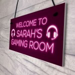 Pink Gaming Room Sign Funny Gift For Daughter Girlfriend