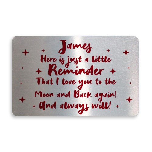 Personalised I Love You Keepsake Metal Card Anniversary Xmas