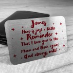 Personalised I Love You Keepsake Metal Card Anniversary Xmas