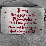 Personalised I Love You Keepsake Metal Card Anniversary Xmas