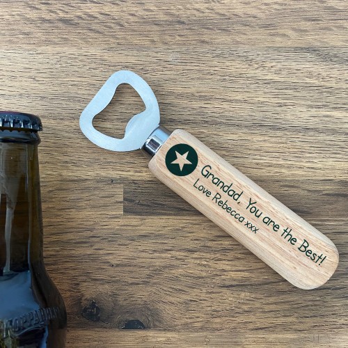 Personalised Gift For Best Grandad Wooden Bottle Opener