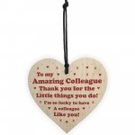 Novelty Thank You Gift For Colleague Wooden Heart Birthday Xmas