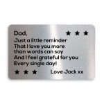 Thank You Gift For Dad Personalised Wallet Insert Birthday Xmas