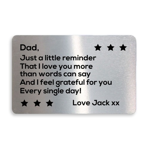 Thank You Gift For Dad Personalised Wallet Insert Birthday Xmas