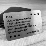 Thank You Gift For Dad Personalised Wallet Insert Birthday Xmas