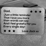 Thank You Gift For Dad Personalised Wallet Insert Birthday Xmas