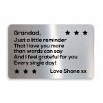 Thank You Gift For Grandad Personalised Wallet Insert