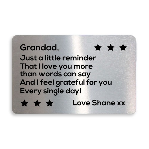 Thank You Gift For Grandad Personalised Wallet Insert