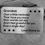 Thank You Gift For Grandad Personalised Wallet Insert