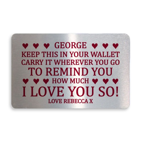 Novelty Gift For Boyfriend Husband Personalised Wallet Insert