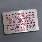 Novelty Gift For Boyfriend Husband Personalised Wallet Insert